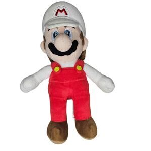 Super Mario Fire Mario Plush Toy– 10" Nintendo Little Buddy #1596 – White Hat